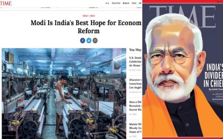 With a 'Divider Modi' cover story by late Pak politician's son, TIME's second article hails Indian PM as 'best hope for economic reform'