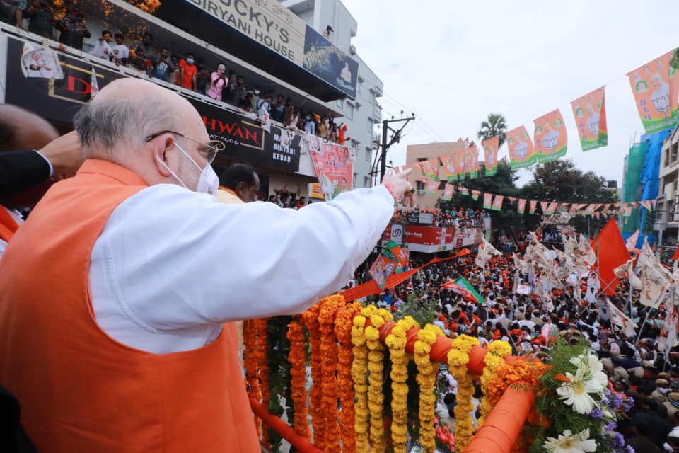 GHMC polls: Amit Shah's road show ends midway