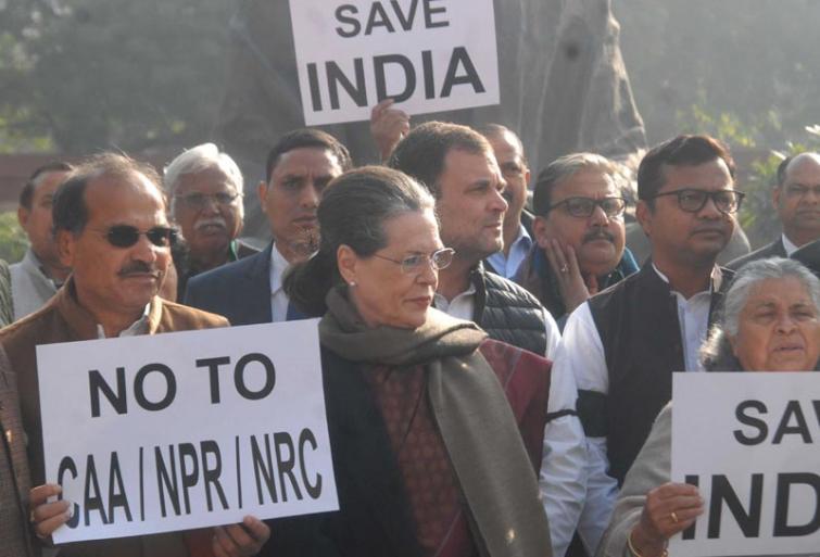 Sonia Gandhi leads Opposition protest against CAA-NRC-NPR in Parliament complex