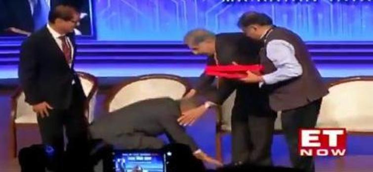 Video of Narayana Murthy touching Ratan Tata's feet goes viral