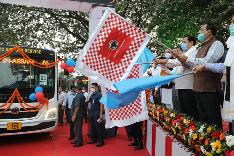 Assam CM Sonowal flags off bus services of BharatBenz of Mercedes in Guwahati