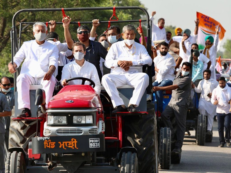 Rahul Gandhi's anti-farm laws rally briefly stopped at Haryana border