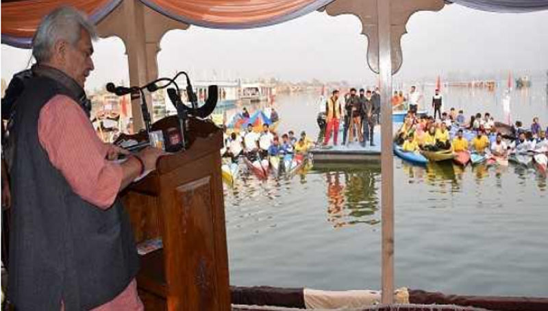 Jammu and Kashmir: LG Sinha inaugurates Water Sports Centre at Nehru Park