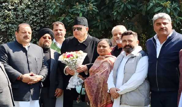 Jammu-based NC leaders meet Dr Farooq Abdullah at his Srinagar residence