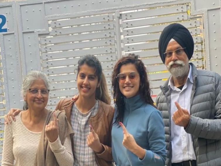 Delhi Polls: Taapsee Pannu votes with family 