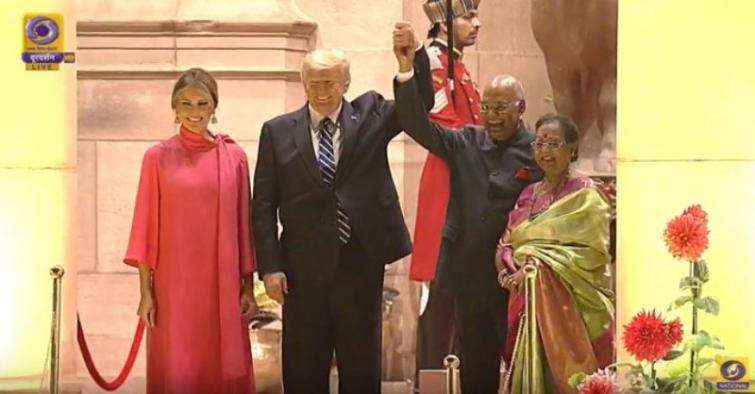Kovind welcomes Donald Trump and Melania for dinner banquet at Rashtrapati Bhavan
