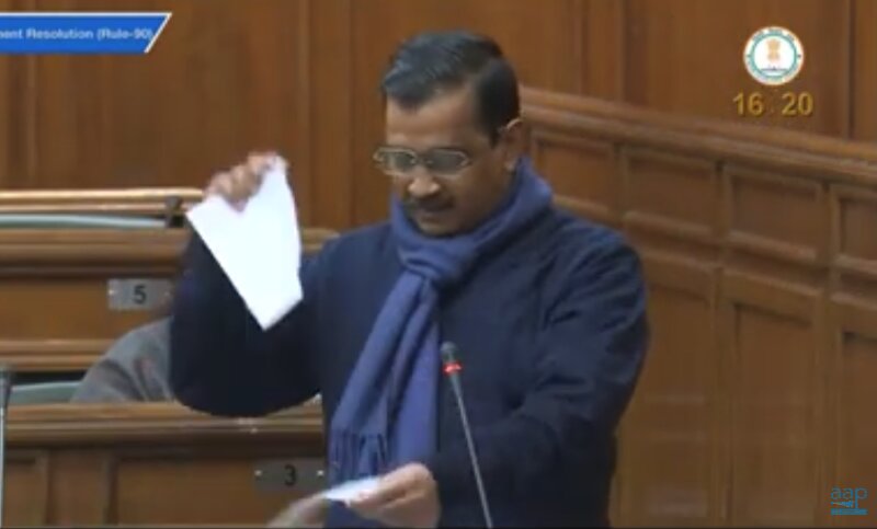 Arvind Kejriwal tears copy of farm laws in Delhi assembly protesting against agricultural reforms