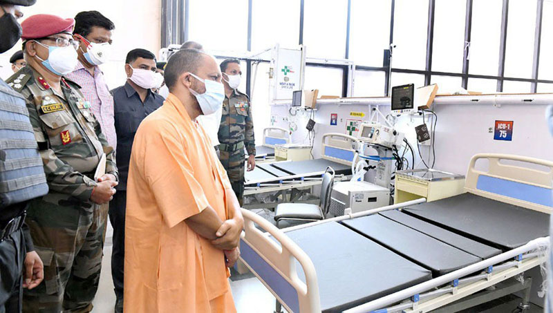 Yogi Adityanath inspects Covid hospital set up by DRDO in Lucknow