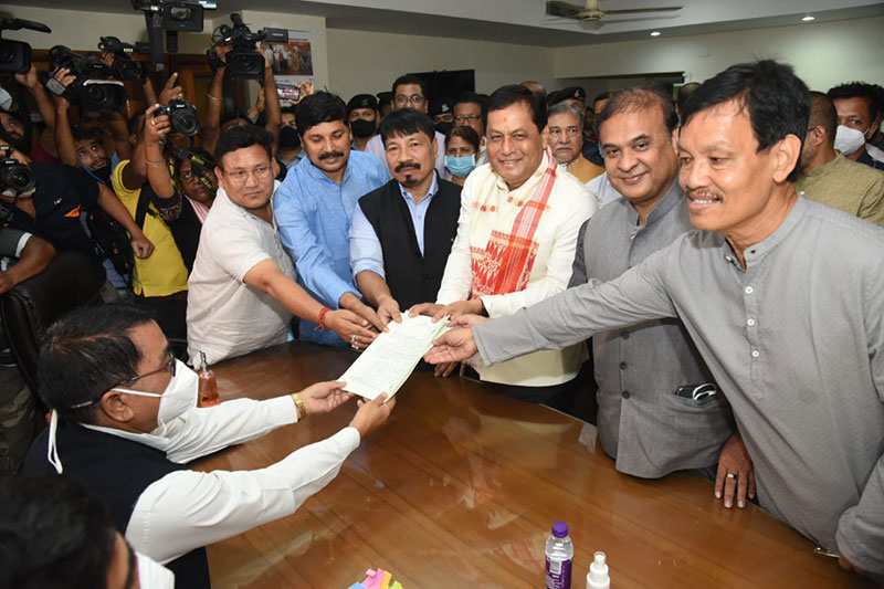 Sarbananda Sonowal files his nomination papers for Rajya Sabha bypolls in Assam