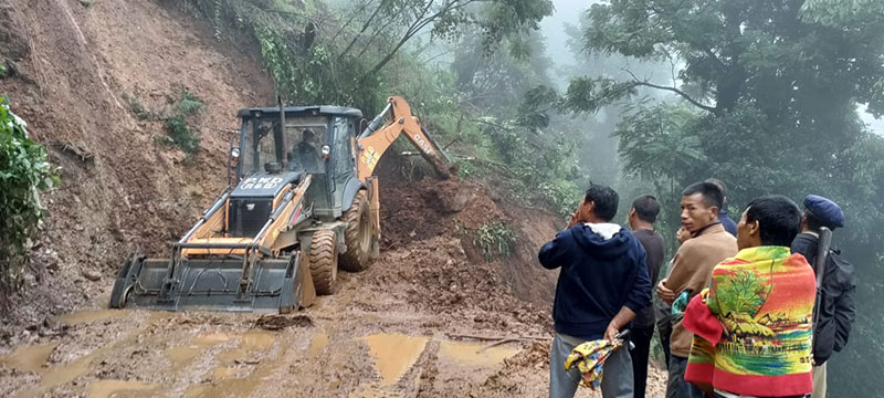 Assam Rifles assists in clearing a major landslide in Nagaland's Kiphire