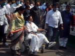 Mamata addresses TMC rally in Kolkata on wheelchair, her first after Nandigram incident
