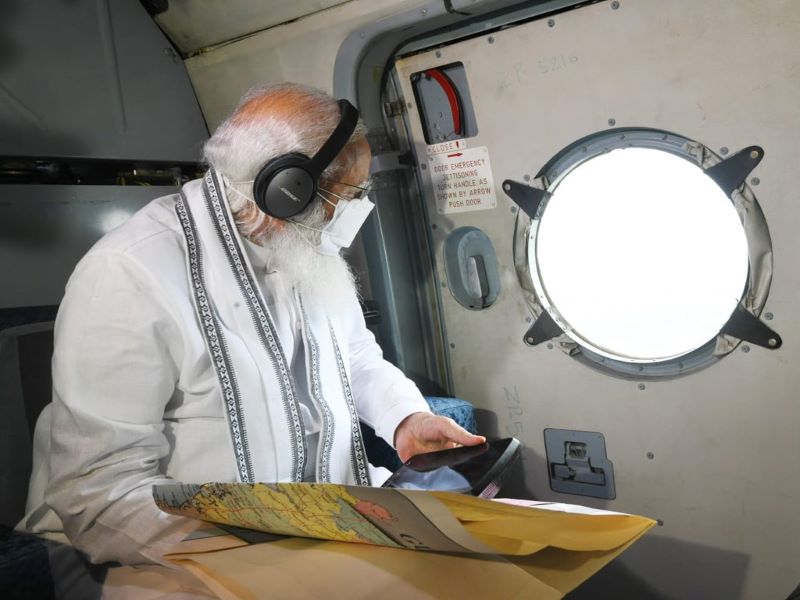 PM Modi conducts aerial survey of cyclone affected areas of Gujarat