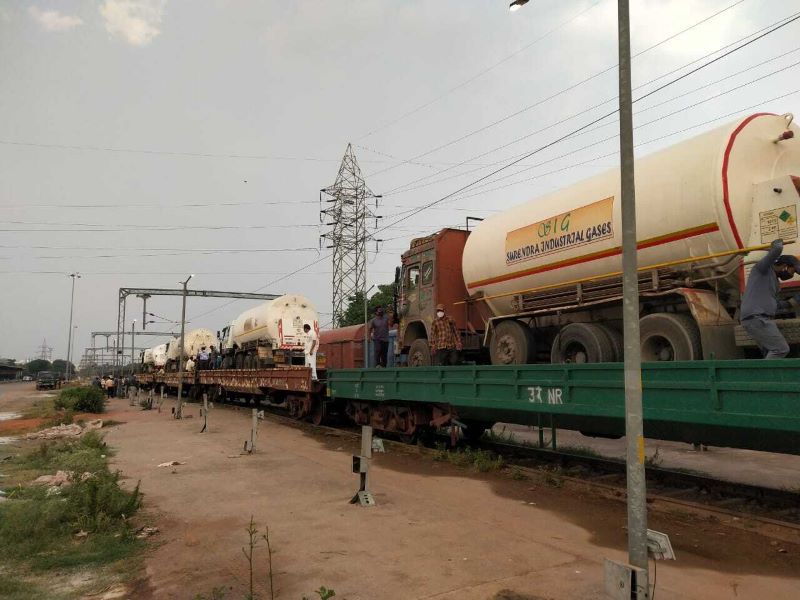 Oxygen Express with five loaded tankers begins journey from Angul to Secunderabad