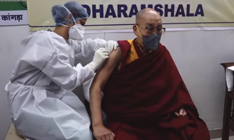 Dalai Lama takes COVID-19 vaccine shot 