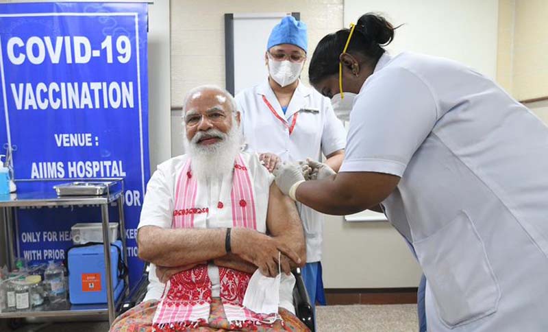 PM Narendra Modi gets first jab of nCoV vaccine as India enters second phase of immunisation drive