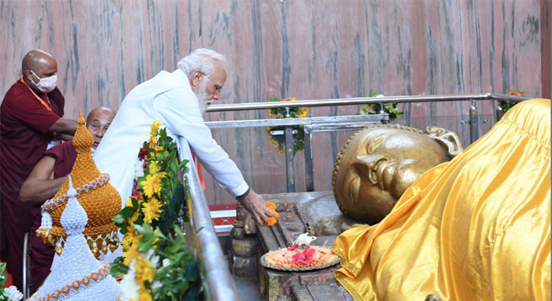 Kushinagar: PM Modi participates in event marking Abhidhamma Day at the Mahaparinirvana Temple in Kushinagar