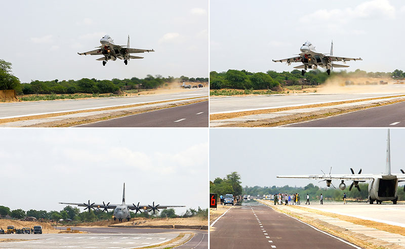Rajnath, Gadkari inaugurate emergency landing strip close to Indo-Pak border in Rajasthan's Barmer