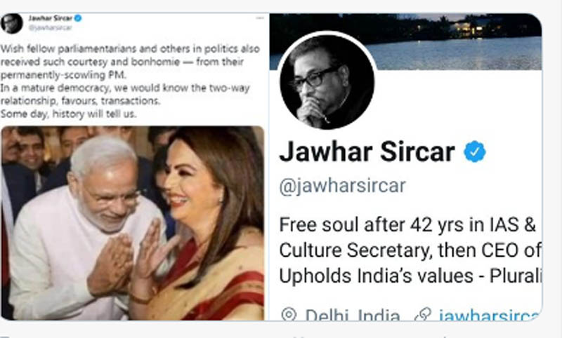 Former Prasar Bharti CEO Jawhar Sircar shares PM Modi's fake image, draws flak on Twitter