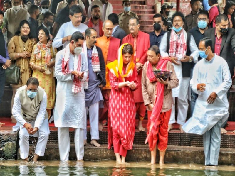 Assam elections : Priyanka reaches Assam, visits Kamakhya temple, dances with tea tribe girls
