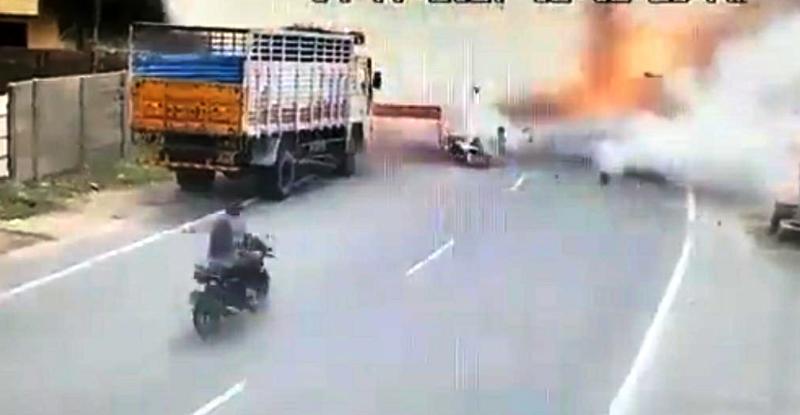 TN: Caught on CCTV footage, father-son charred to death on scooter after firecrackers burst