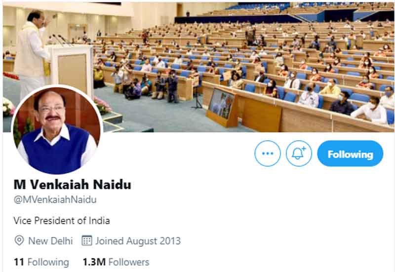 Twitter removes 'blue tick' from Indian Vice President Venkaiah Naidu's personal account