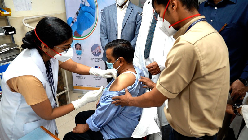 Arvind Kejriwal, his parents receive first dose of Covid-19 vaccine in Delhi