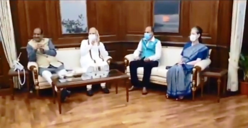 PM Modi, Sonia Gandhi attend Speaker Om Birla's meeting after Lok Sabha session ends abruptly