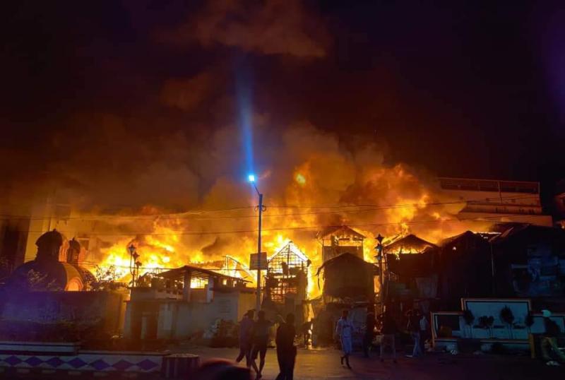 Fire raging at Hazari Bustee on Wednesday evening 
