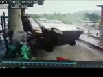 Caught on camera, speeding ambulance loses control, skids into toll booth in Karnataka, kills 4