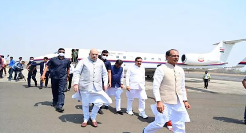 Amit Shah arrives in Bhopal for a day visit to Madhya Pradesh