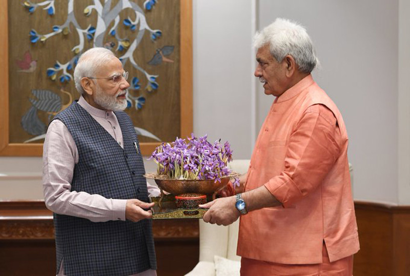 Jammu and Kashmir LG Manoj Sinha meets Narendra Modi, briefs about recommendations for holistic development of agriculture, allied sectors