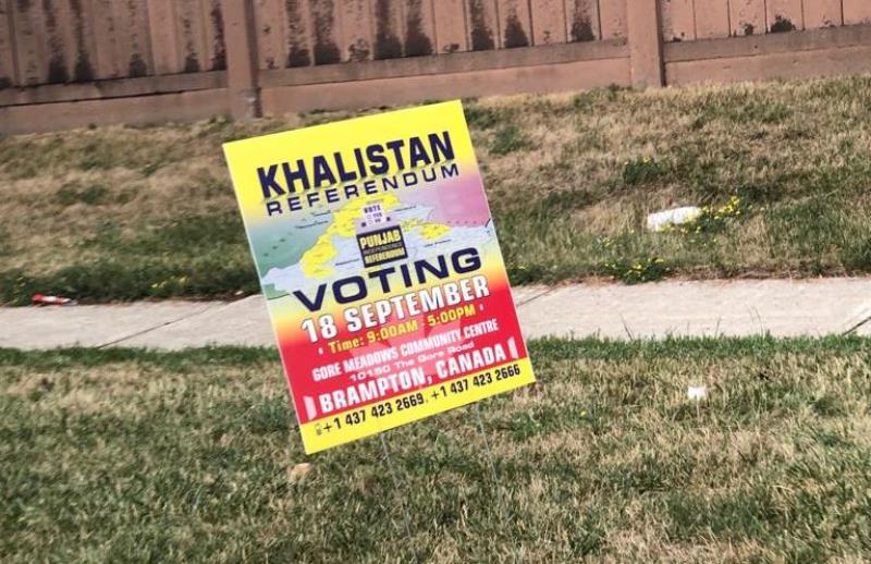 Khalistan Referendum posters spotted in Bramption, Ontario by IBNS.