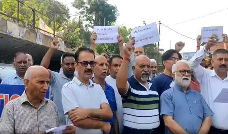 Protest against temple attack in Jammu