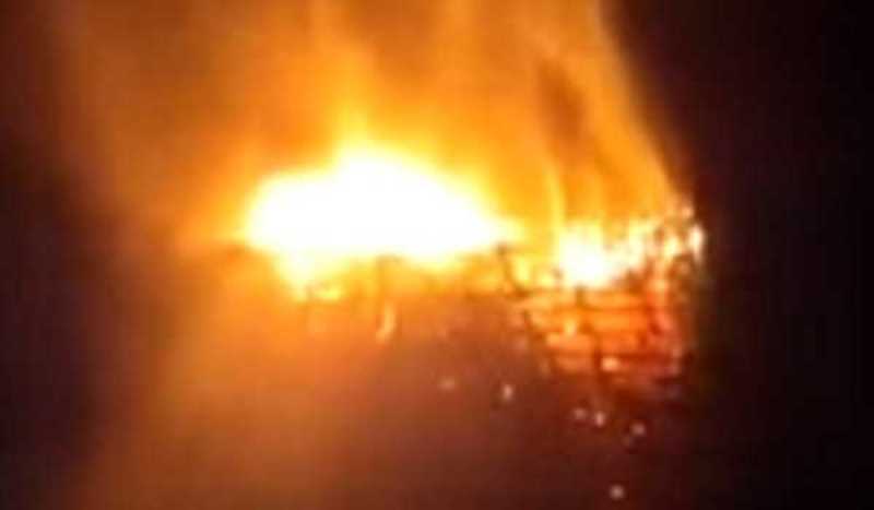 Fire destroys scaffolding of temple tower in Tamil Nadu