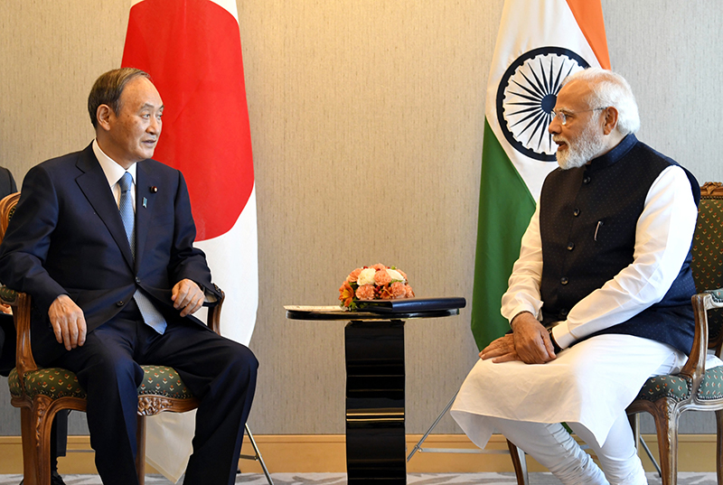 Quad Summit: Former Japan PM Yoshihide Suga meets Modi