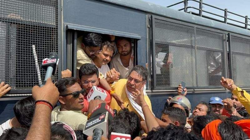 BJP Yuva Morcha president Tejasvi Surya detained on way to visit riot-hit Karauli in Rajasthan