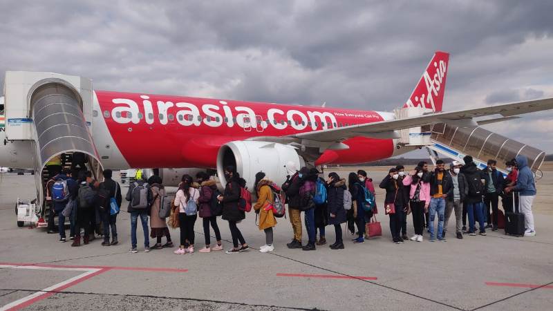 Operation Ganga: AirAsia India repatriation flight with 170 citizens from Budapest reaches Delhi