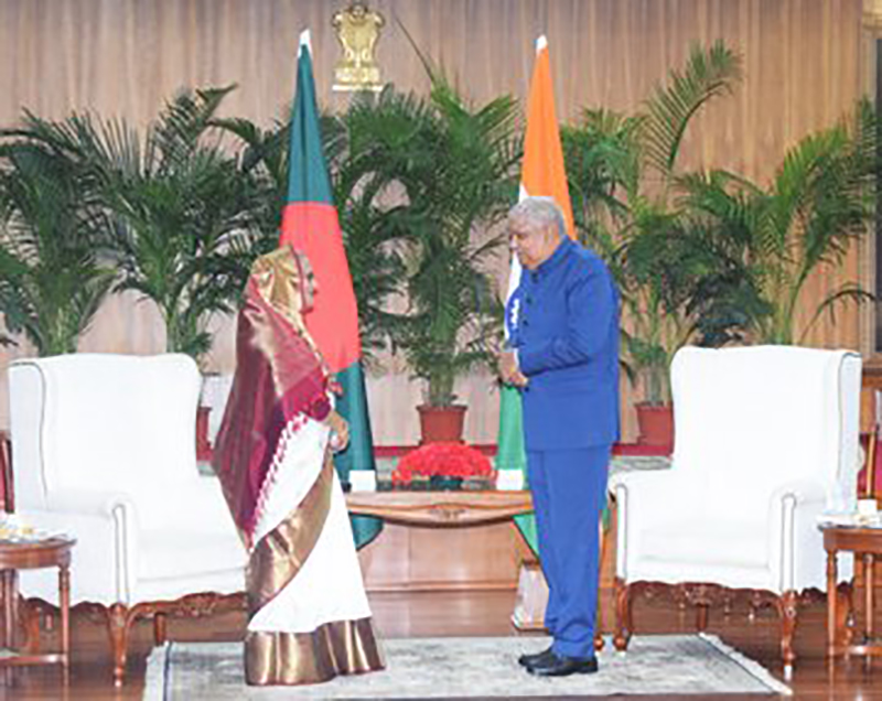 Bangladesh PM Sheikh Hasina meets Indian VP Dhankar