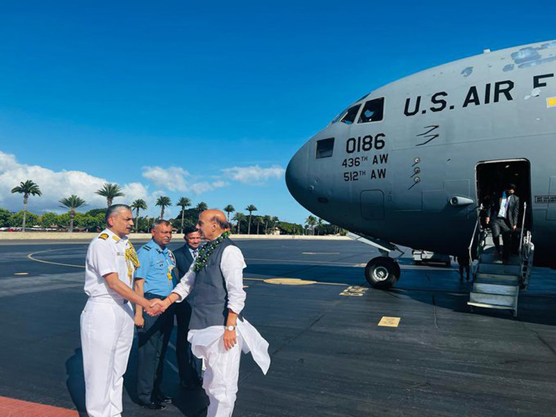 Rajnath Singh reaches Hawaii for a visit to US Indo-Pacific Command headquarters