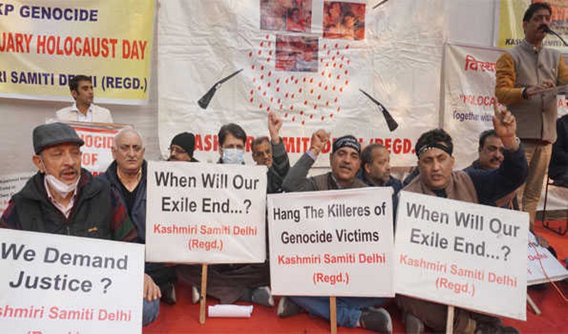 Kashmiri Pandits protest at Delhi's Jantar Mantar, demand permanent settlement in the Valley