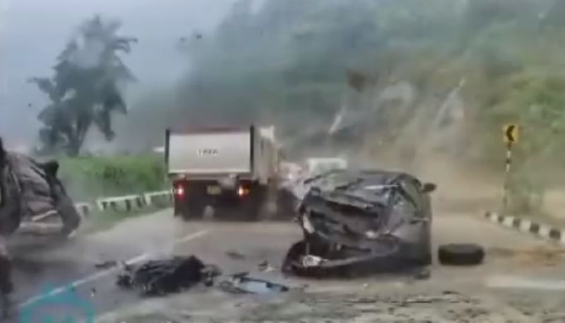 Two people die as huge boulders crush cars in Nagaland after landslide