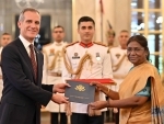 U.S. Ambassador to India Eric Garcetti presents credentials to Droupadi Murmu