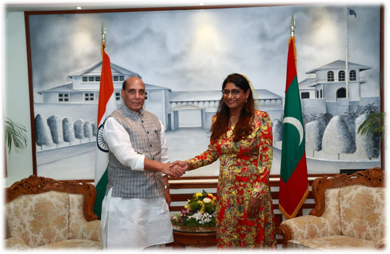 Rajnath Singh, his Maldivian counterpart hold talks in Male to further strengthen bilateral defence and security ties