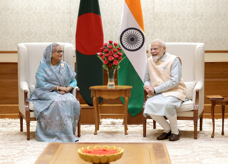 Sheikh Hasina (L) and Narendra Modi (R) during a bilateral meeting in September 2023 | Photo courtesy: PIB