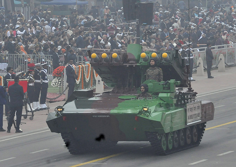 NEW DELHI, JAN 26 (UNI):- NAG Missile System rolling down the Kartavya Path during the 74th Republic Day Parade, in New Delhi on Thursday. 