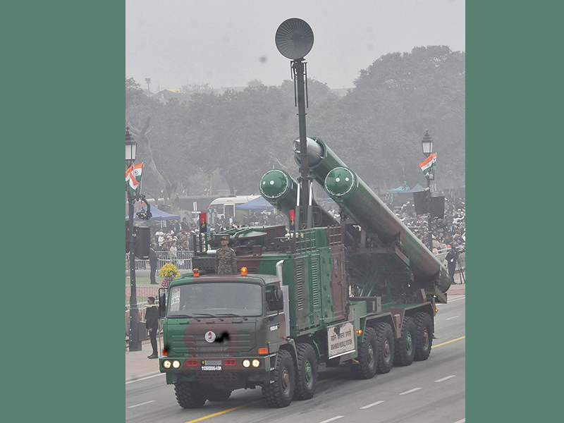 NEW DELHI, JAN 26 (UNI):- Brahmos Missile rolling down at the Kartavya Path during the 74th Republic Day Parade, in New Delhi on Thursday. 