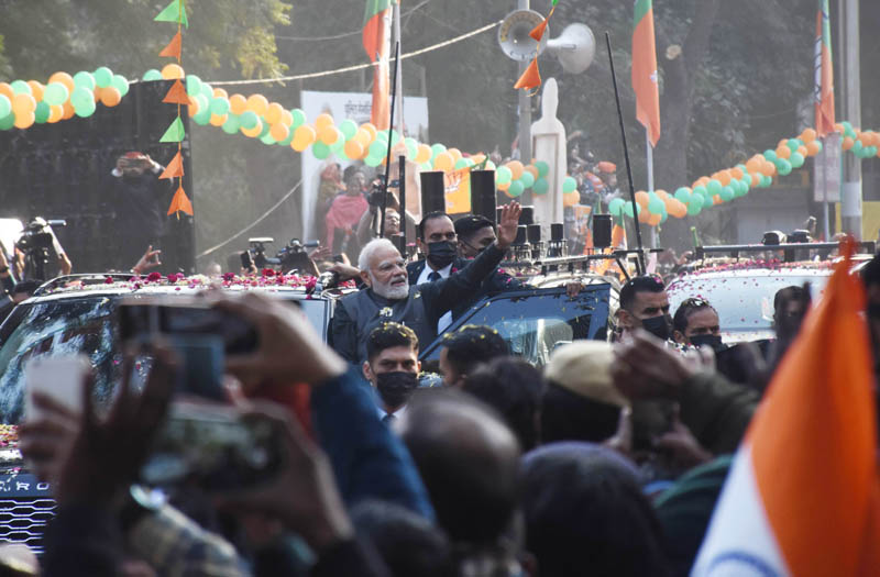 Narendra Modi participates in massive roadshow in New Delhi ahead of BJP's national executive meeting