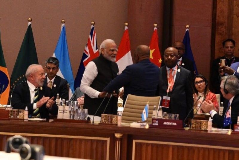 PM Modi welcoming African Union President to G20 | Photo courtesy: Facebook/MEA