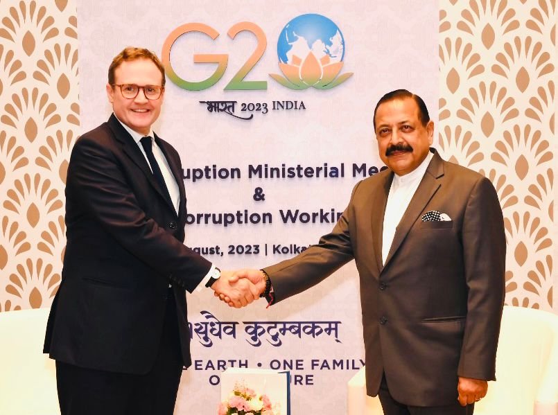 British Security Minister Tom Tugendhat holds bilateral talks with his Indian counterpart Dr Jitendra Singh