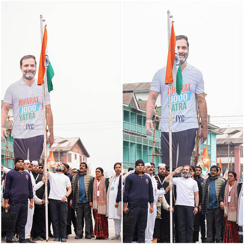 Bharat Jodo Yatra in Jammu and Kashmir: Rahul Gandhi unfurls national flag at Srinagar's Lal Chowk